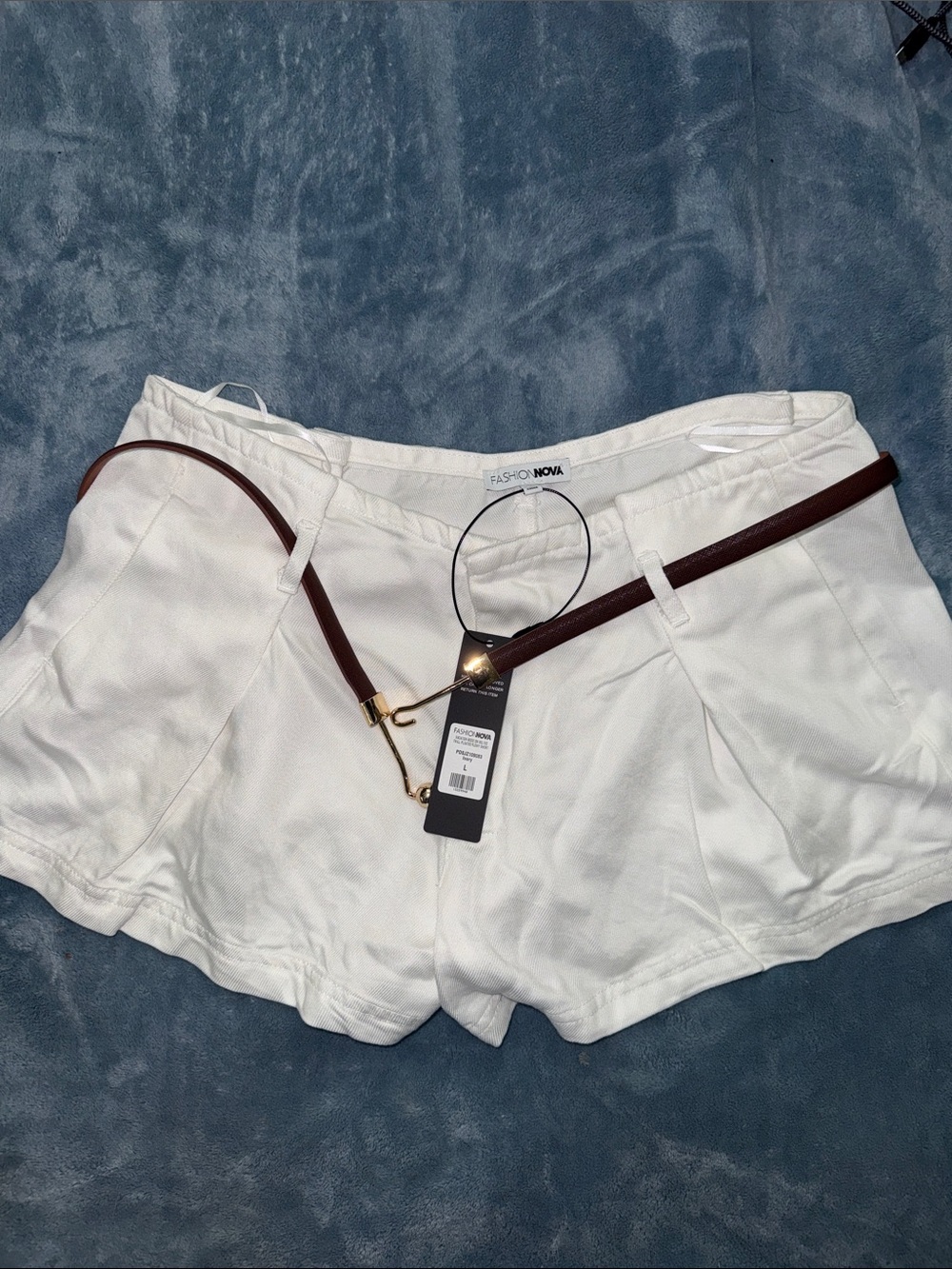 Fashion Nova White High-Rise Pleated Women’s Shorts